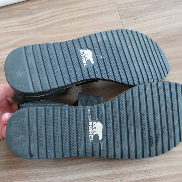 SOREL Ella Leather Slip On Cross Over Strap Sandals in Black - Size US 7 - Picture 12 of 12